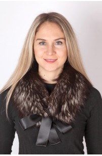 Silver fox fur collar-neck warmer (dark silver fox)